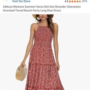 Smocked One-Shoulder Red Floral Maxi Dress